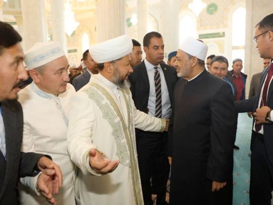 Dr. Ahmed Al-Tayeb, the Grand Imam of Al-Azhar and Chairman of the Muslim Council of Elders visited Hazrat Sultan Mosque in Nur-Sultan, Central Asia's largest mosque,