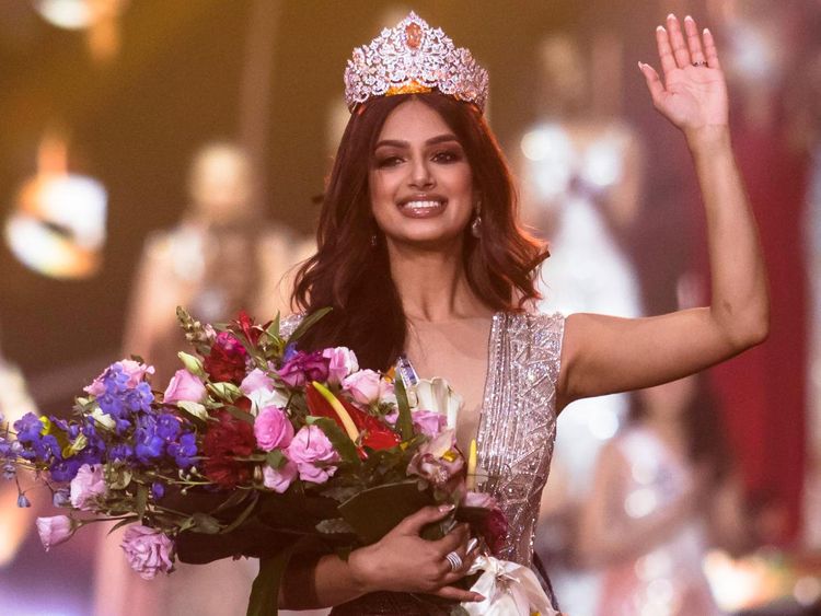 Miss Universe 2021 Harnaaz Kaur Sandhu of India. 