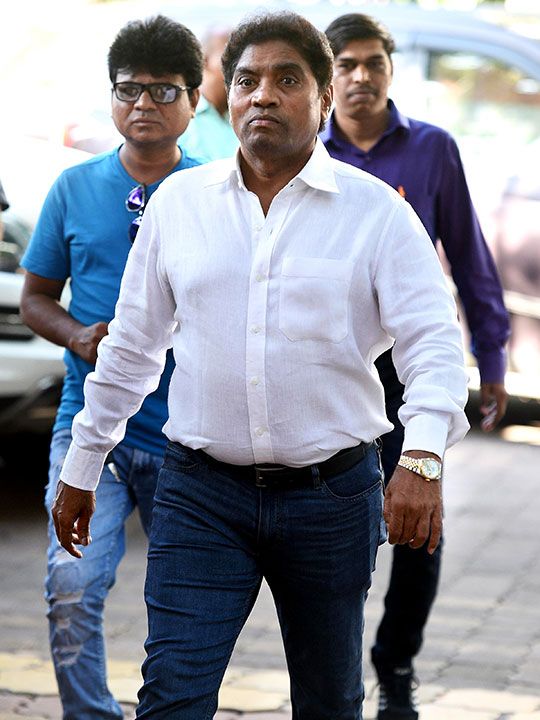 Bollywood actor and comedian Johnny Lever arrives to attend the prayer meeting of legendary comedian Raju Srivastava, at ISKON Juhu, in Mumbai on Sunday.