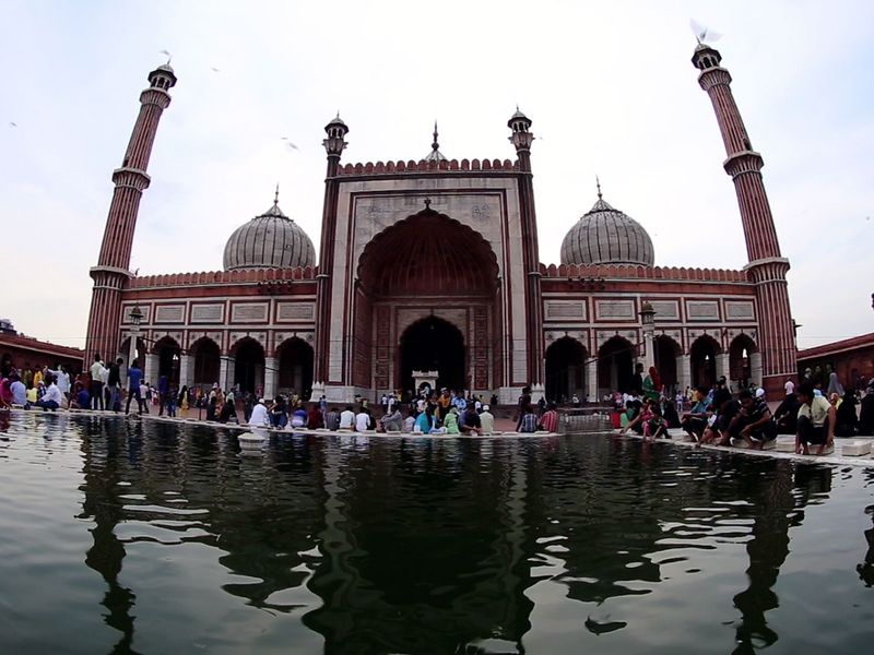 The Masjid-i Jehan Numa, or Jama Masjid in Delhi, India