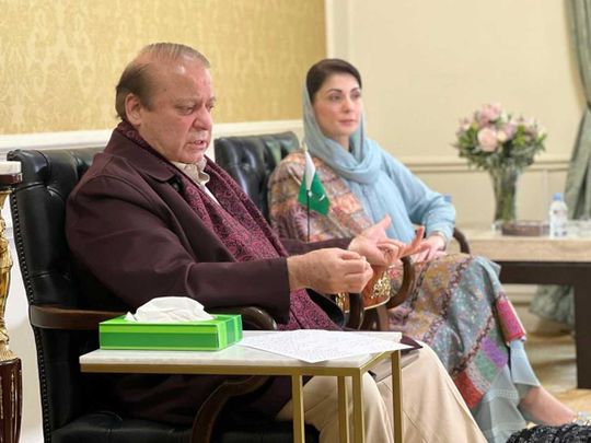 Former Prime Minister Nawaz Sharif and his daughter Maryam Nawaz Sharif