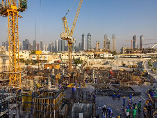 STOCK Construction in Dubai economy skyline