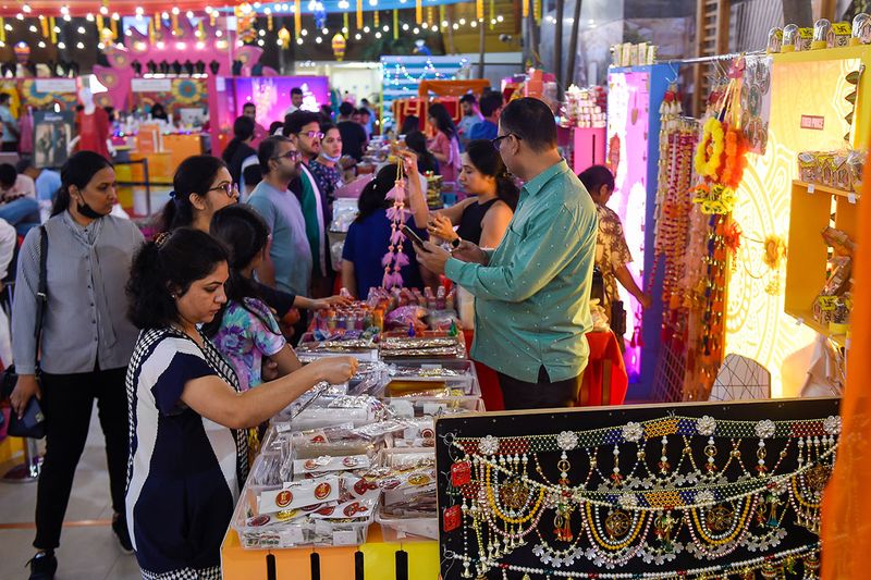 Residents shopping for Diwal Celebrations at Diwali Bazaar at Burjuman Mall.