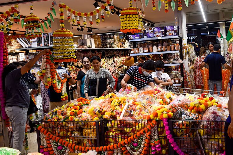 Residents shopping for Diwali celebrations at Madhoor supermarket in Karama. 