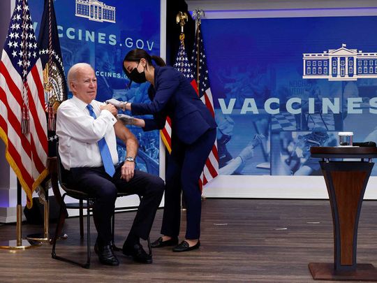 US President Joe Biden receives an updated coronavirus disease (COVID-19) vaccine 