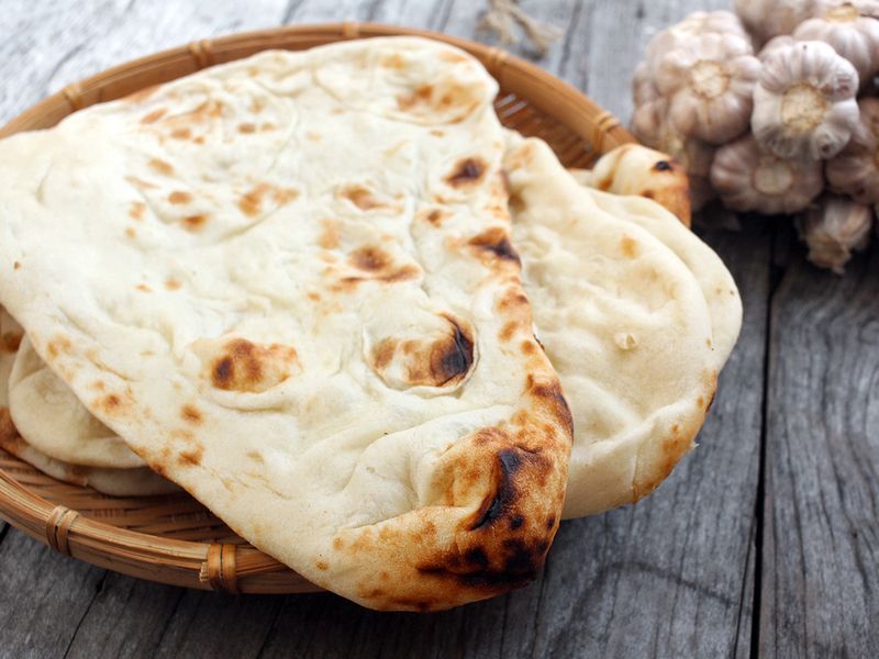 Naan in a bread basket 