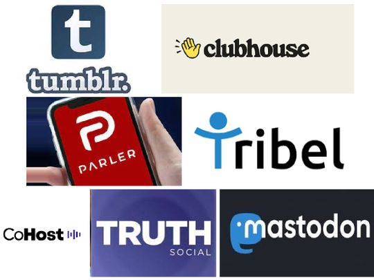 Tumblr Clubhouse Tribel Truth social Cohost Parler Mastodon