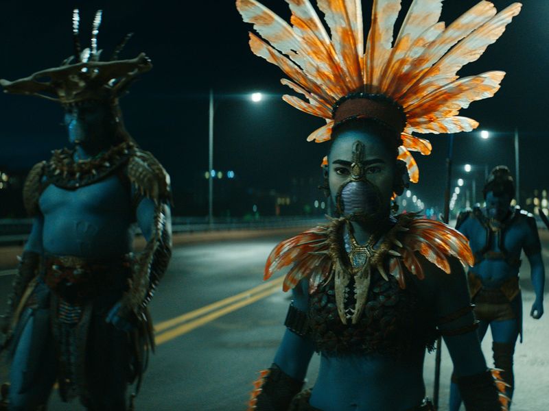Alex Livinalli as Attuma and Mabel Cadena as Namora in 'Black Panther: Wakanda Forever'