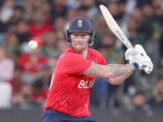England's Ben Stokes bats during T20 World Cup finals against Pakistan at Melbourne Cricket Ground.
