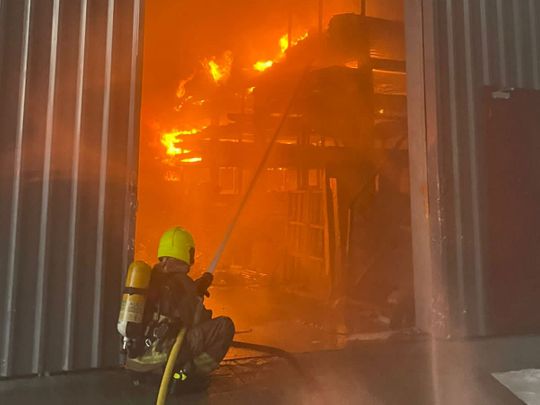 al qouz recycling warehouse fire on nov 14 2022