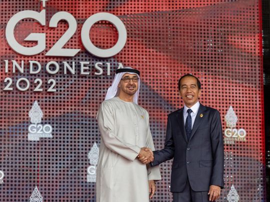 UAE President arrives at the G20 Summit in Bali, Indonesia