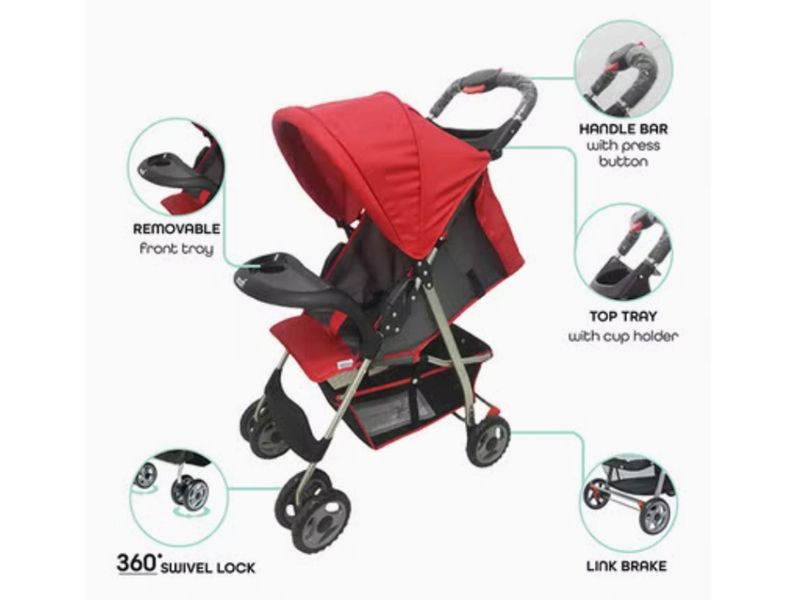 Moon Easy One-Fold Stroller, Fire Red