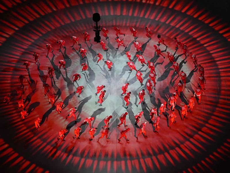 Dancers perform during the opening ceremony ahead of the Qatar World Cup 2022 Group A football match between Qatar and Ecuador at the Al Bayt Stadium in Al Khor, Doha on November 20, 2022.  
