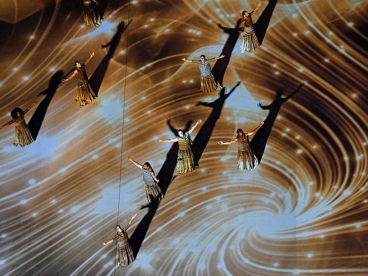 Dancers perform during the opening ceremony ahead of the Qatar World Cup 2022 Group A football match between Qatar and Ecuador at the Al Bayt Stadium in Al Khor, Doha on November 20, 2022.  