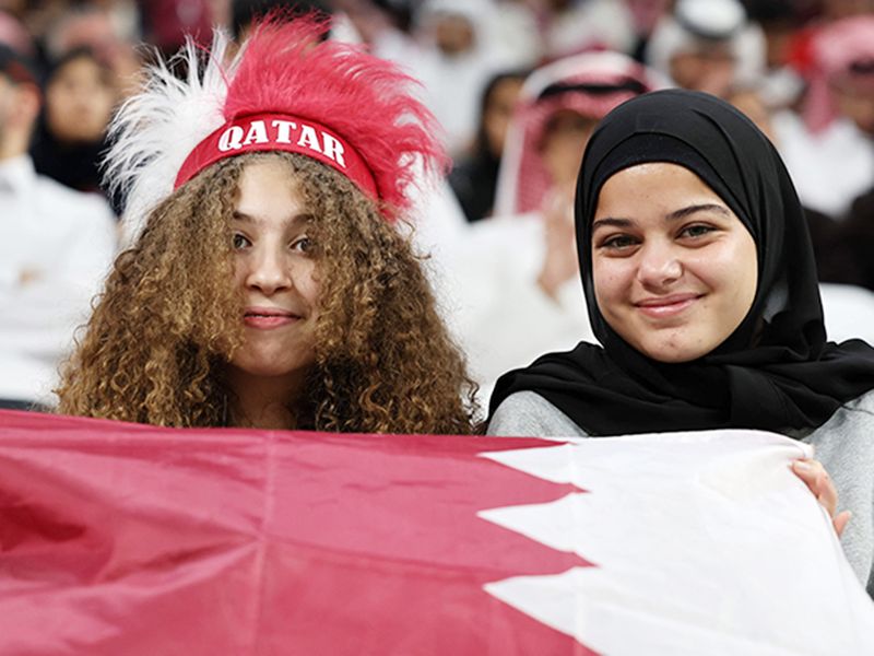 Qatar supporters cheer ahead of the World Cup Group A football match between Qatar and Ecuador at the Al Bayt Stadium in Al Khor, Doha on November 20, 2022.  