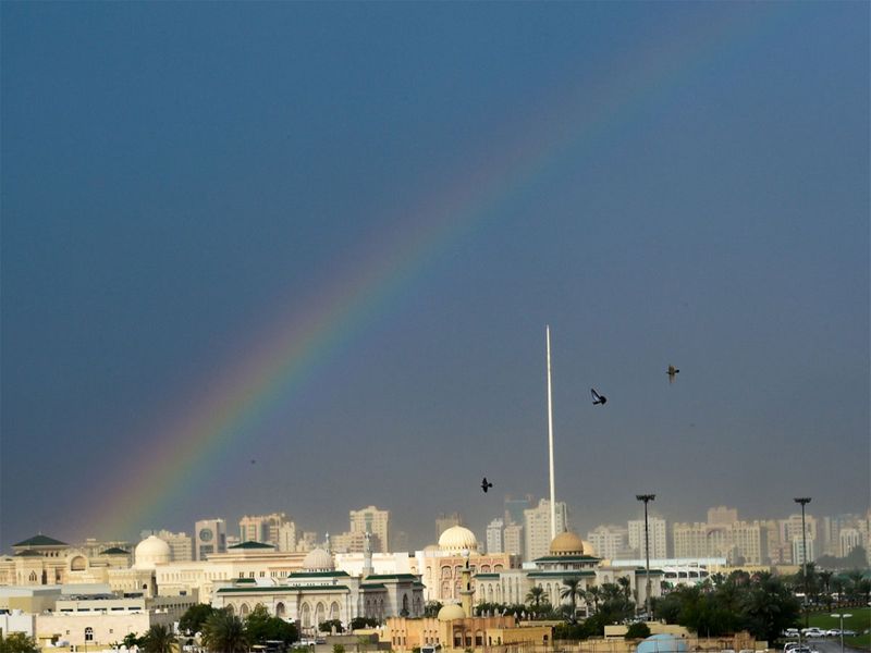 Rainbow over Sharjah after heavy rain on Tuesday afternoon. Photo: Virendra Saklani/Gulf News