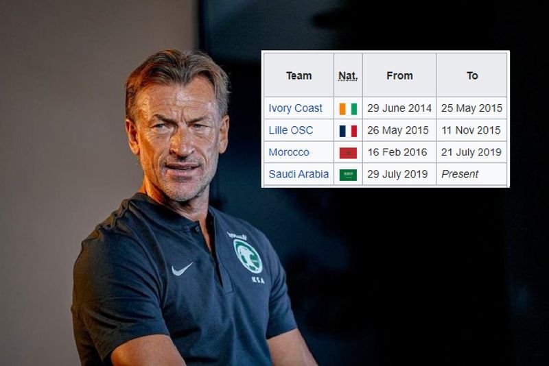 A snippet of Herve Renard's managerial record spanning 23 years and 9 national teams.