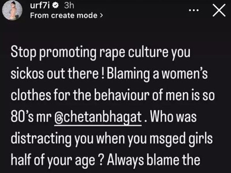 Urfi Javed slams Chetan Bhagat on Instagram stories