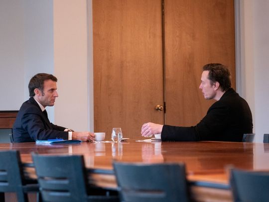 Elon Musk with Emmanuel Macron