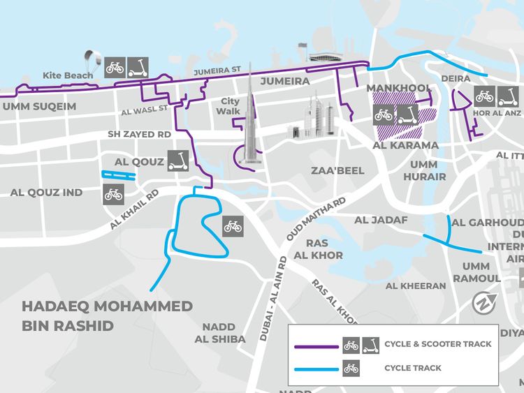 The Jumeirah Street Track is 19km in length and connects to the Dubai Water Canal Track