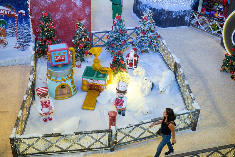 Christmas decorations at Wafi Mall in Dubai. 7th December 2022. 