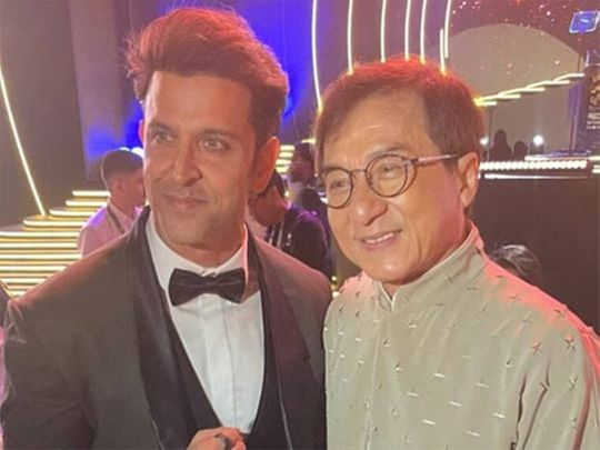 Hrithik Roshan poses with Jackie Chan 