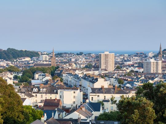 View over Saint Helier, capital of Jersey, Channel Islands