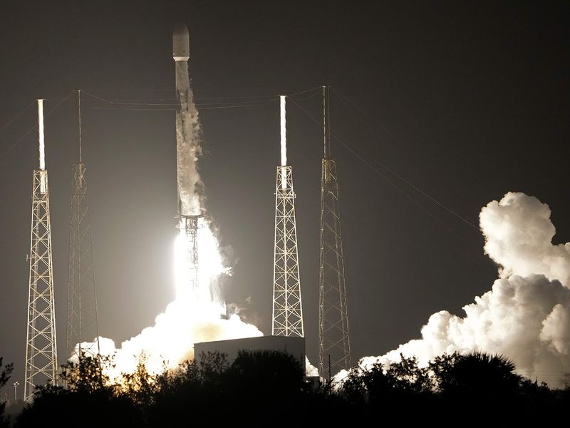 A SpaceX Falcon 9 rocket, with a payload including two lunar rovers from Japan and the UAE (Rashid Rover), lifts off from Launch Complex 40 at the Cape Canaveral Space Force Station in Cape Canaveral, Florida., on Sunday, December 11, 2022. 