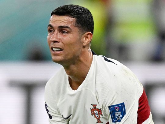 Portugal's Cristiano Ronaldo reacts