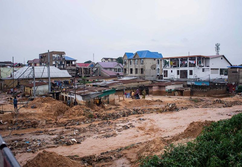 Areas are damaged following torrential rains in Kinshasa, DR Congo