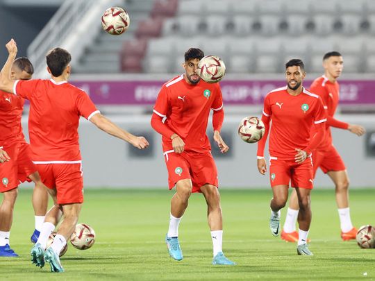 Moroccan players take part in a training session