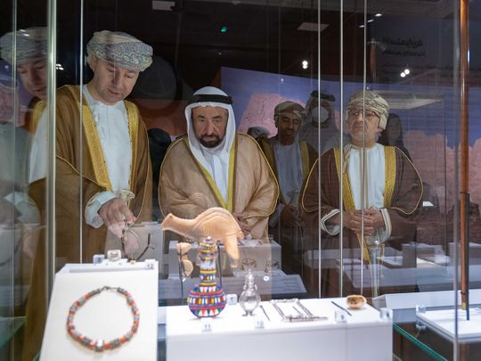 Sultan bin Muhammad at Omani Civilisation exhibition at Sharjah Archeology Museum