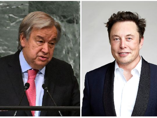 Secretary-General of the United Nations Antonio Guterres and Elon Musk 