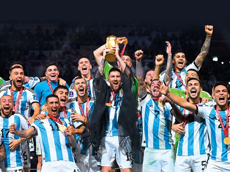 The World Cup final between France and Argentina Champs 2022 World Cup  Poster