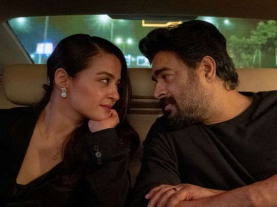 Surveen Chawla and R Madhavan in 'Decoupled'