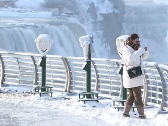 Watch: Niagara Falls partly freezes