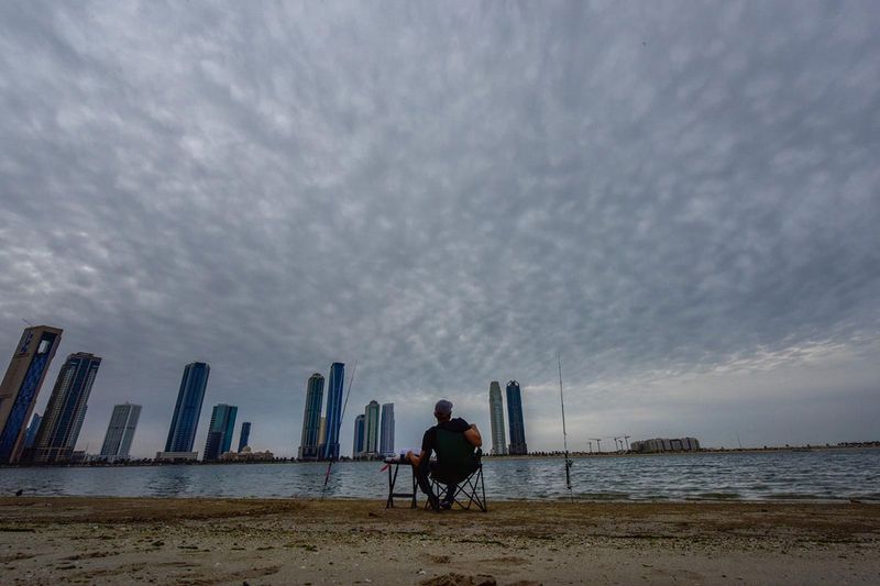 People enjoy the breezy weather in Sharjah. 29th December 2021.