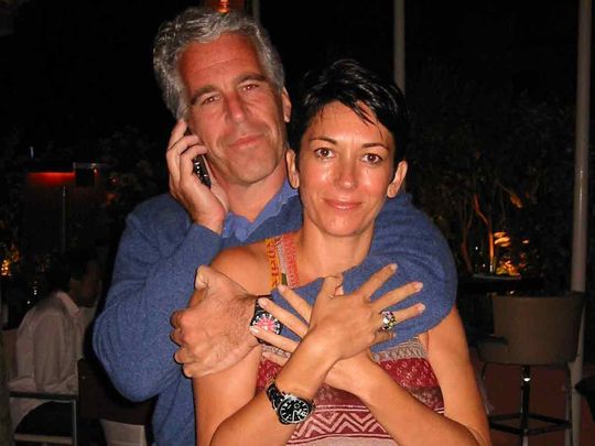 This undated trial evidence image obtained December 8, 2021, from the US District Court for the Southern District of New York shows British socialite Ghislaine Maxwell and US financier Jeffrey Epstein.