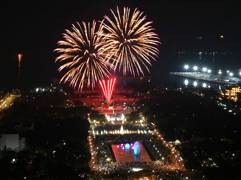 Fireworks light up the sky over Rizal Park in Manila during New Year celebrations  