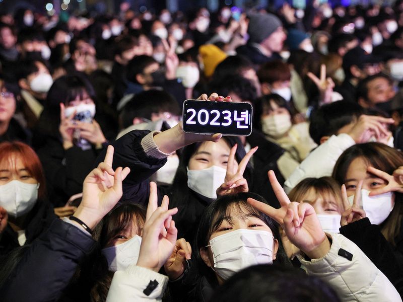 People celebrate New Year's eve in Seoul, South Korea