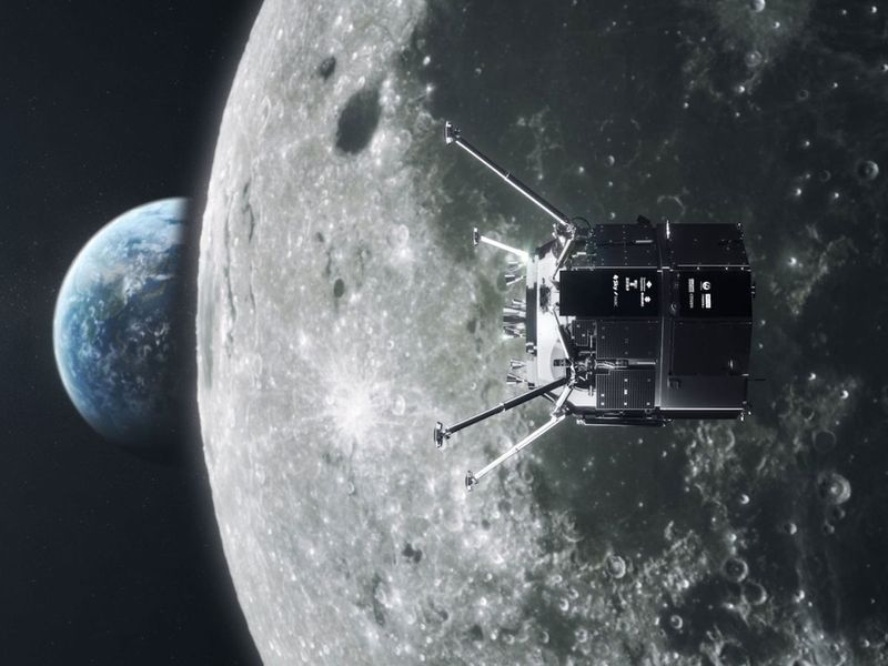 rashid rover inside lander headed for moon, art work by ESA