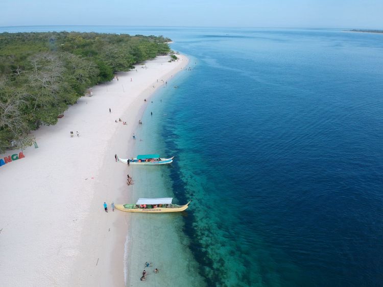 An aerial shot of a beach in Zamboanga Peninsula, Philippines. 