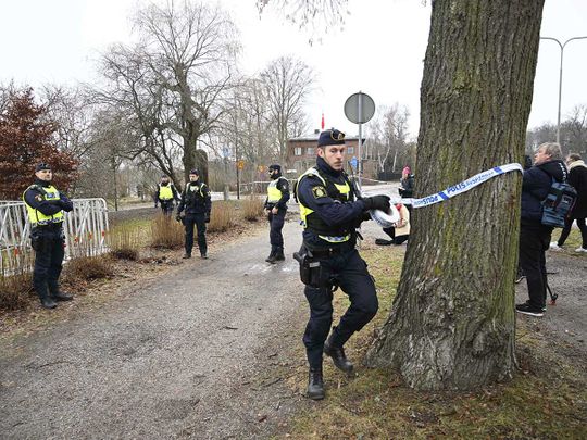 Police cordon turkish embassy sweden