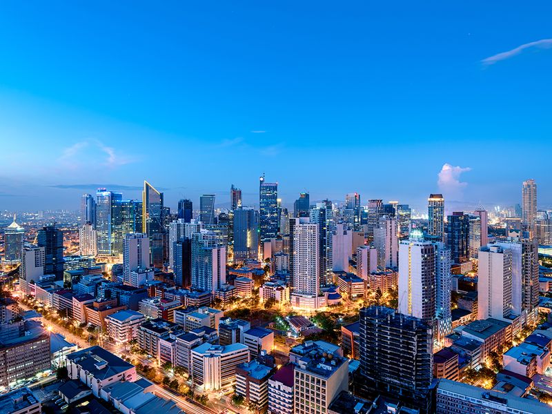 Eleveted, night view of Makati, the business district of Metro Manila