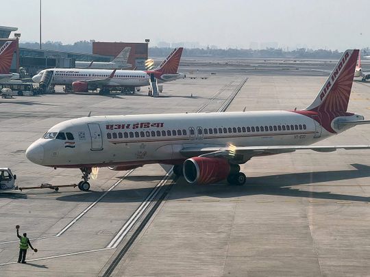 An Air India aircraft is pictured on the tarmac at the Indira Gandhi International airport in New Delhi. 