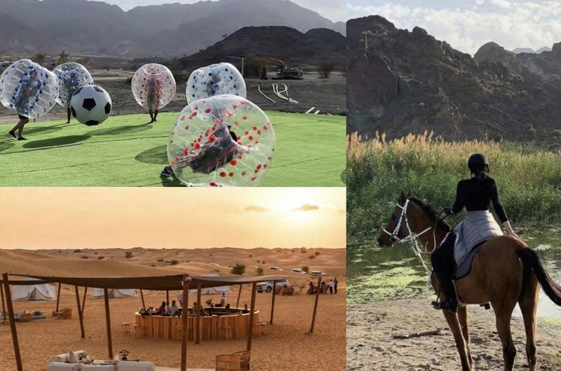 collage for land activities of dubai destinations campaign
