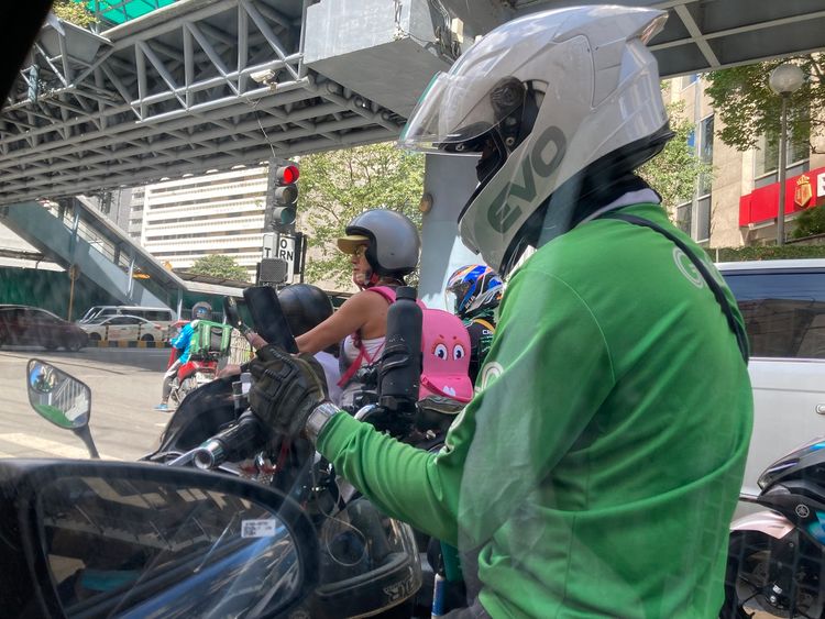 A grab rider in Manila.