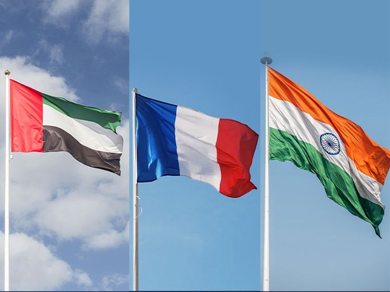 STOCK UAE France and India flags
