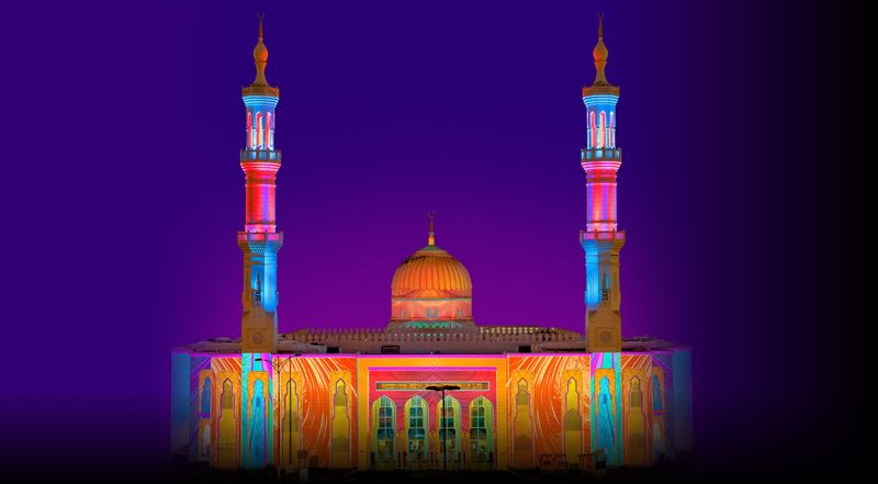 sharjah light festival Masjid Sheikh Rashid Bin Ahmed Al Qasimi