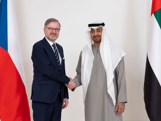 President His Highness Sheikh Mohamed bin Zayed Al Nahyan received Petr Fiala, the Prime Minister of the Czech Republic